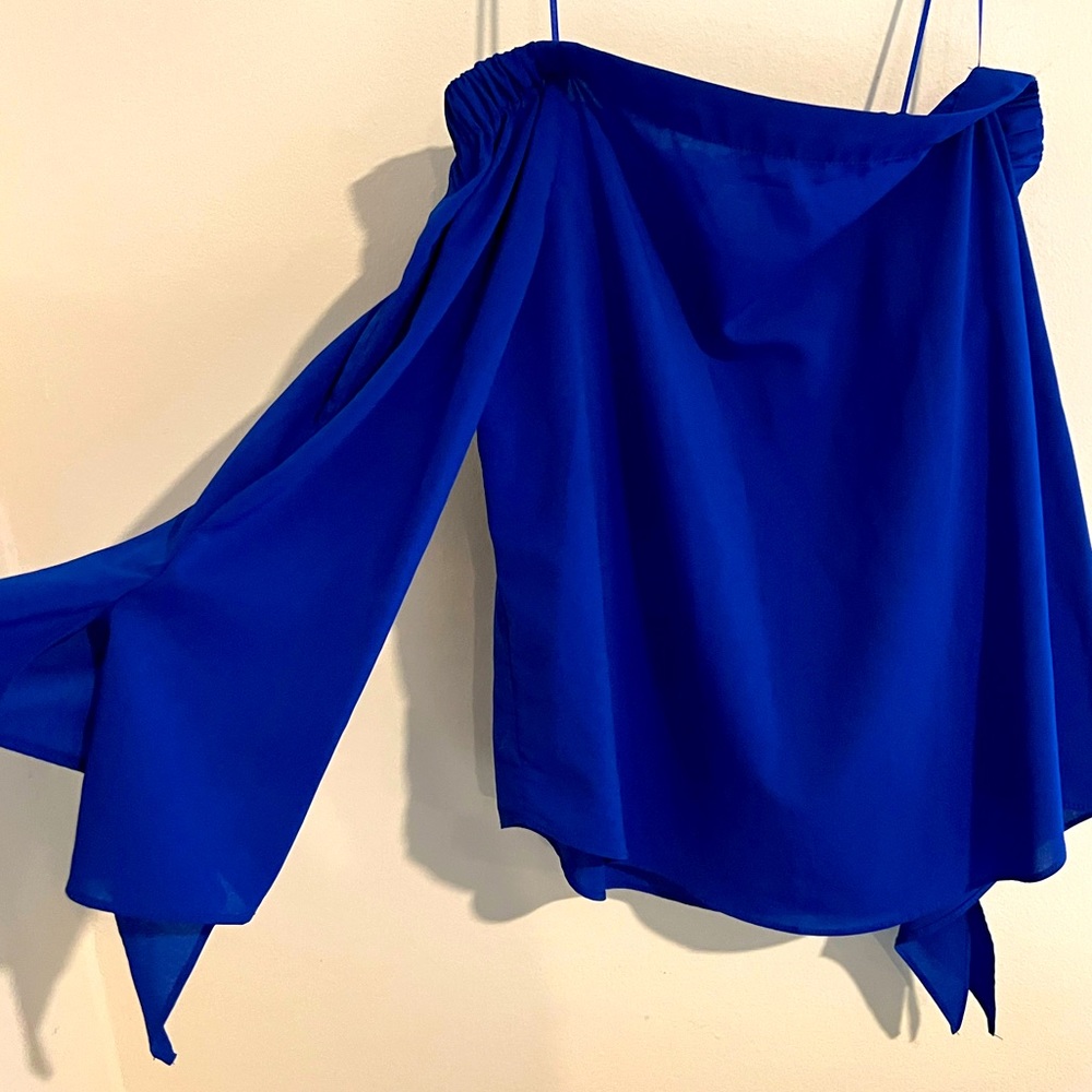 Blue small Joan Vass off the shoulder top